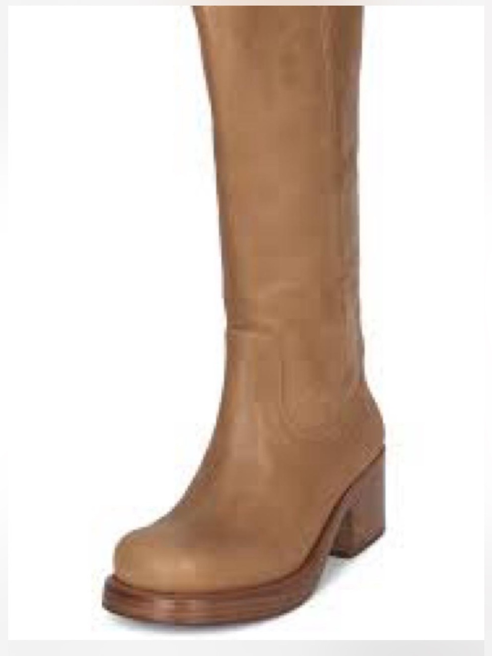 Jeffrey Campbell Tan Knee-High Leather Block Heel Boot